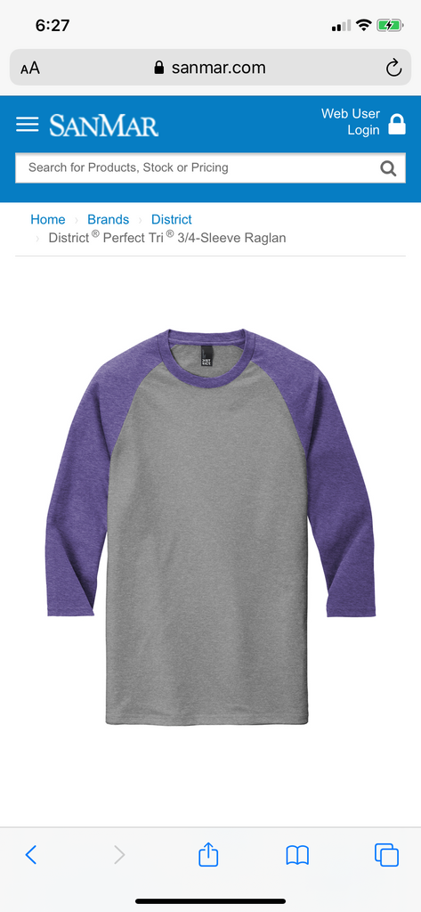 I Call Carolina Home Raglan Sleeves T-Shirt (Light Heather Gray Body/Purple Sleeves)