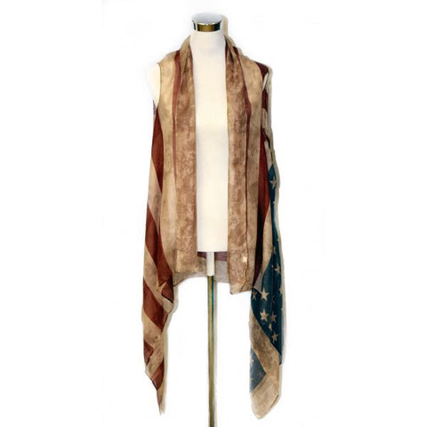 Americana Flag Long Scarf Vest