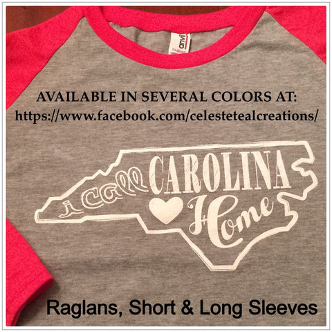 I Call Carolina Home Raglan Sleeves T-Shirt  (Light Heather Gray Body/ Red Sleeves)